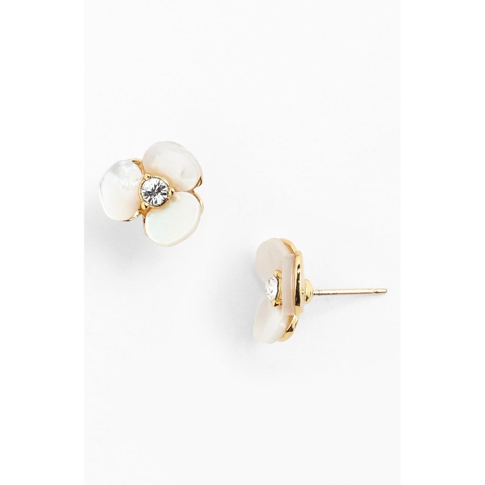 NWT Kate Spade New York Disco Pansy Stud Earrings in White / BRAND NEW